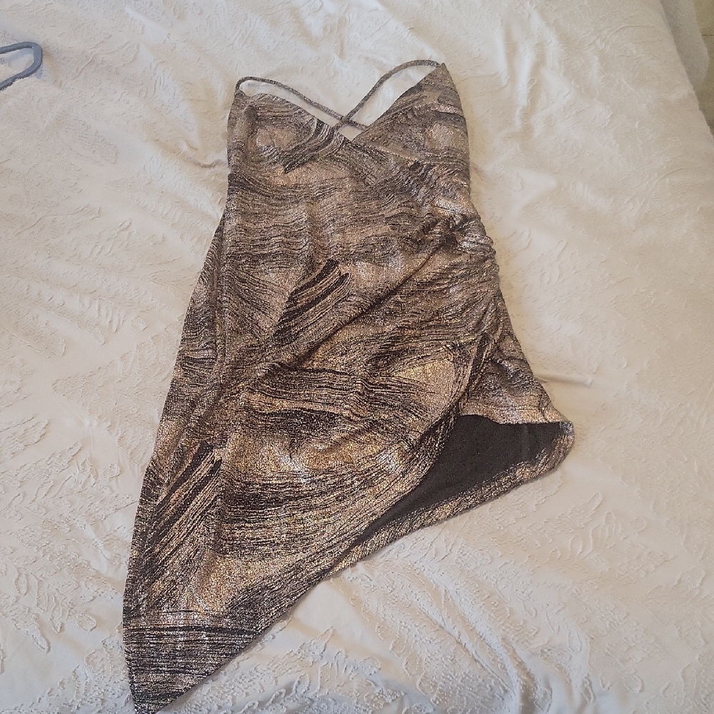 Lovely Day Gold Asymmetrical Dress